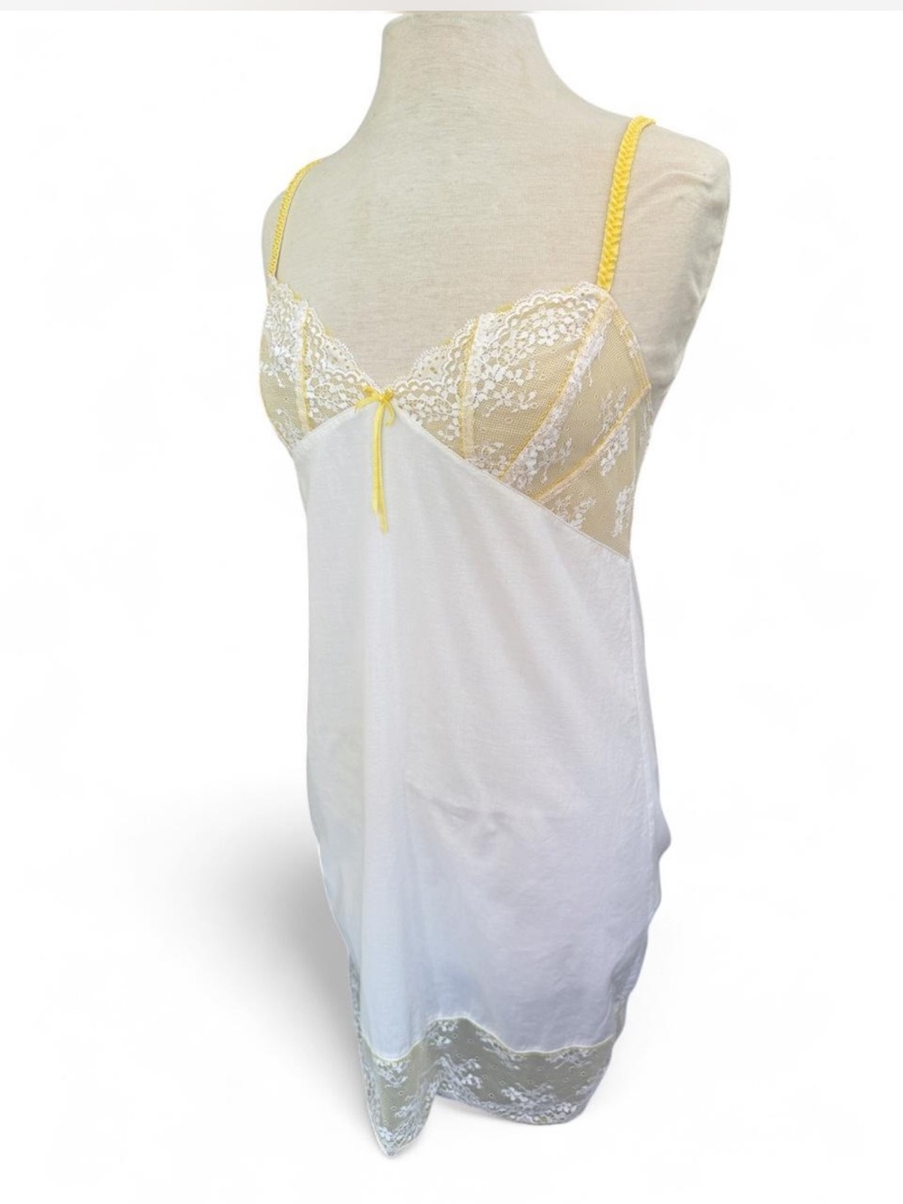 Elle Macpherson Intimates Cotton Lace Trim Slip Dress Nightgown Small